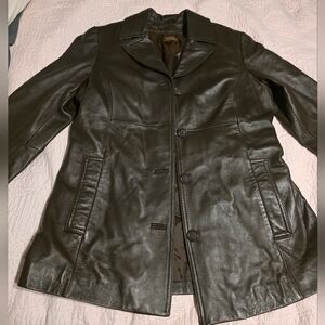 Danier Dark Brown Leather Button-Front Jacket Size S